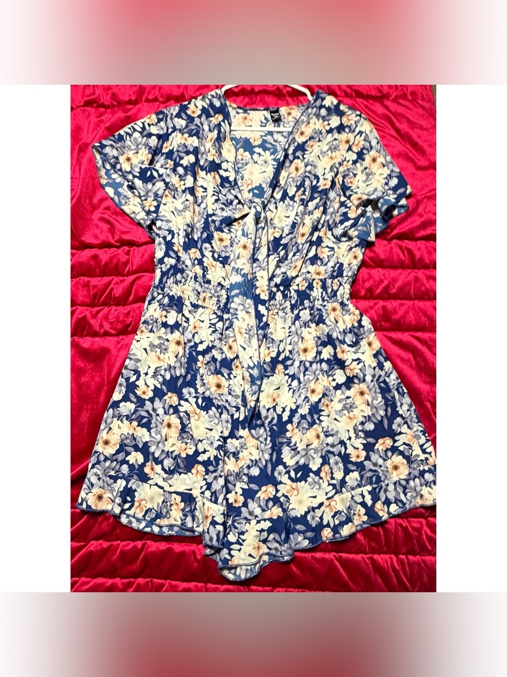 SHEIN curve women’s romper blue floral 1XL